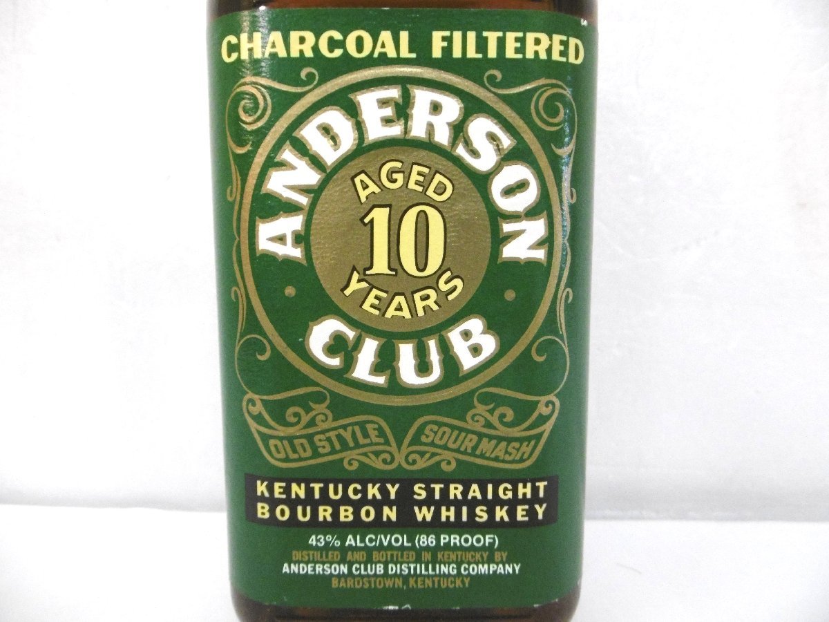 ANDERSON CLUB 10年 ケンタッキー・バーボンウイスキー 750ml 古酒 未開栓 ANDERSON CLUB アンダーソン クラブ 10年 KENTUCKY