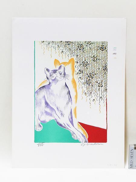 GINZA絵画館】送料無料！斉藤三郎 リトグラフ版画・踊り子（緑