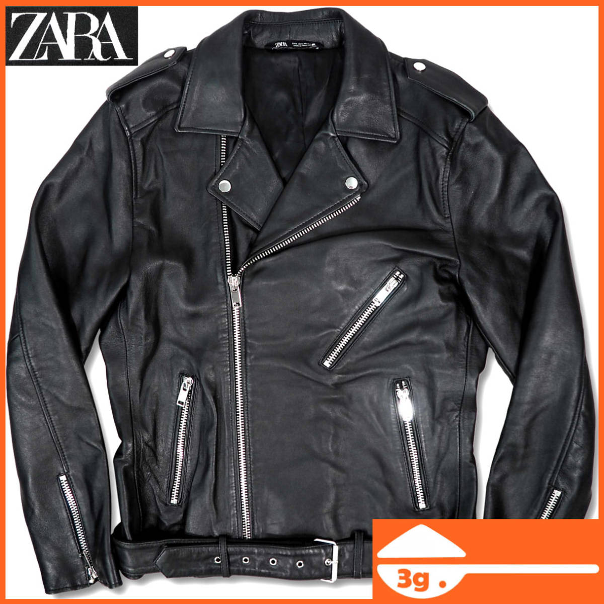 ZARA メンズXL位 42 レザーライダースジャケット ザラ 羊革 本革 本皮 黒 ダブル ライディング ツーリング バイカー AR2154 3g.(XLサイズ以上)｜売買されたオークション情報、yahooの商品情報をアー 男性用