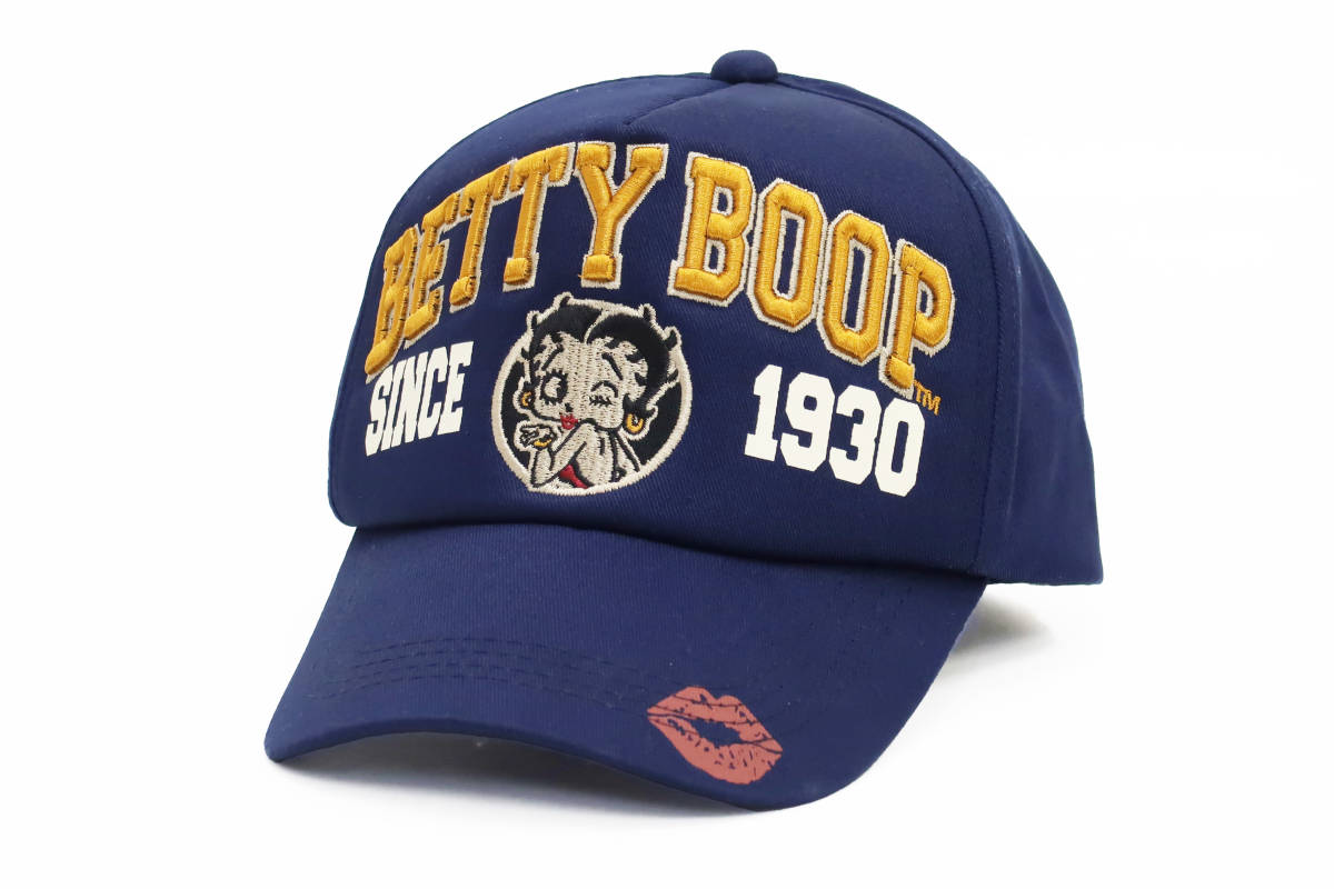 ベティ・ブープ コットンキャップ ブレイブマン × ベティちゃん 5方パネル 帽子 刺繍 BBB-2224 新品 ネイビー