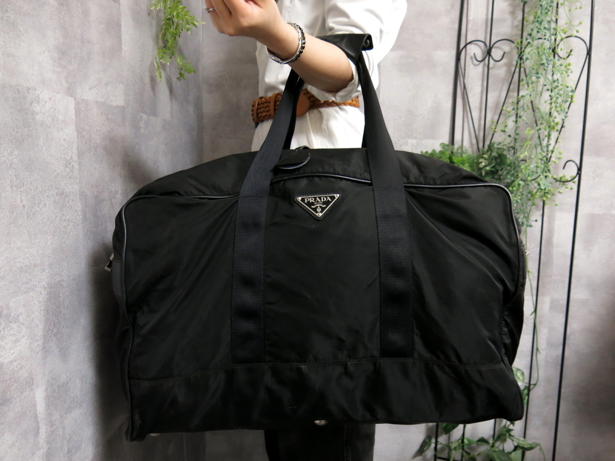 ○PRADA プラダ○ポコノ ナイロン サフィアーノ レザー 本革○ボストン 