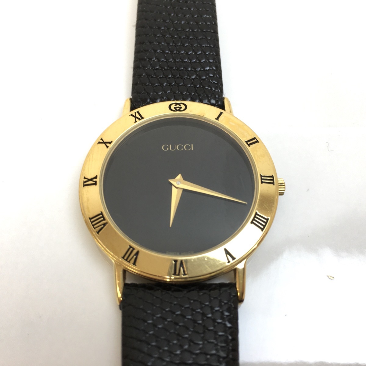 △川口店【不動品】GUCCI グッチ 3000.2.M GGロゴ有 ブラック文字盤