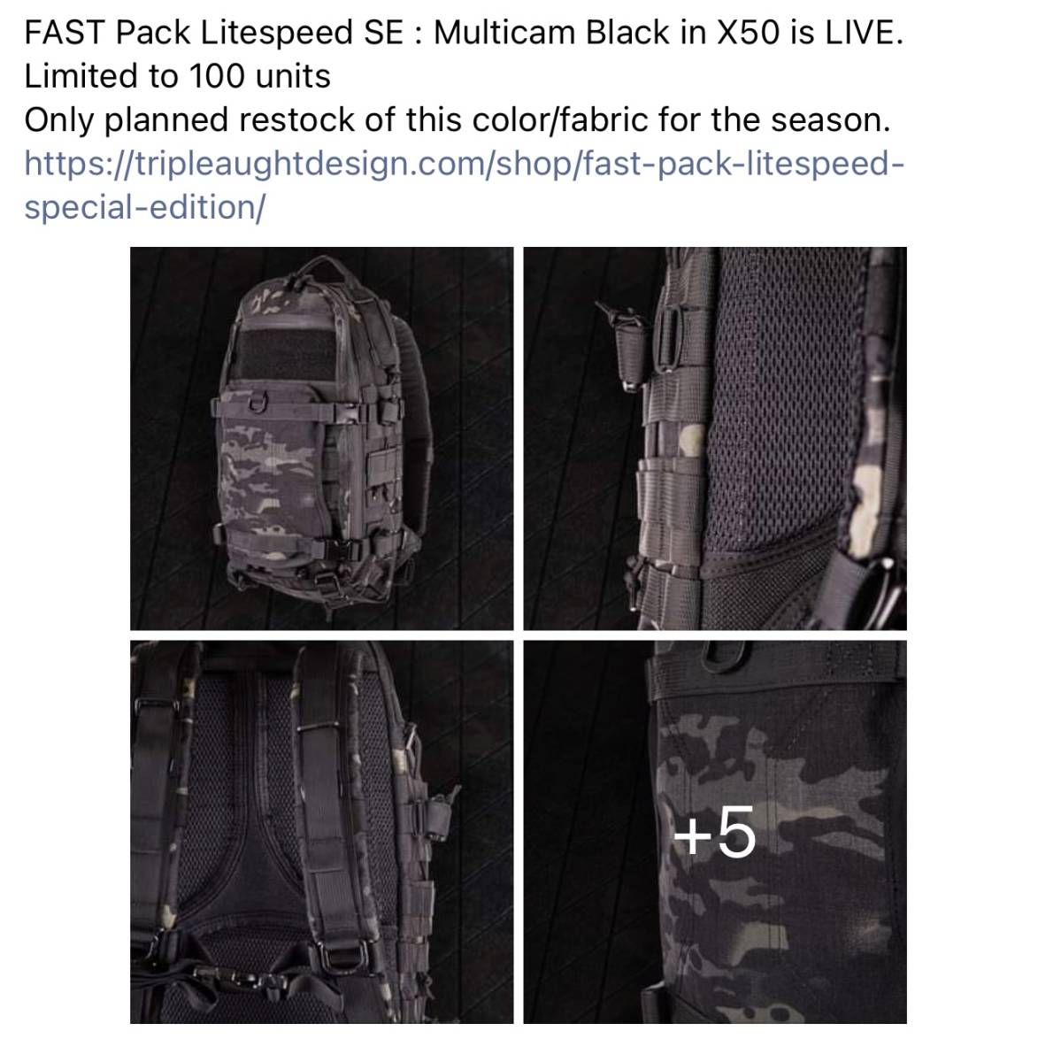 世界限定100 Triple Aught Design Tad gear Fast Pack Litespeed SE 