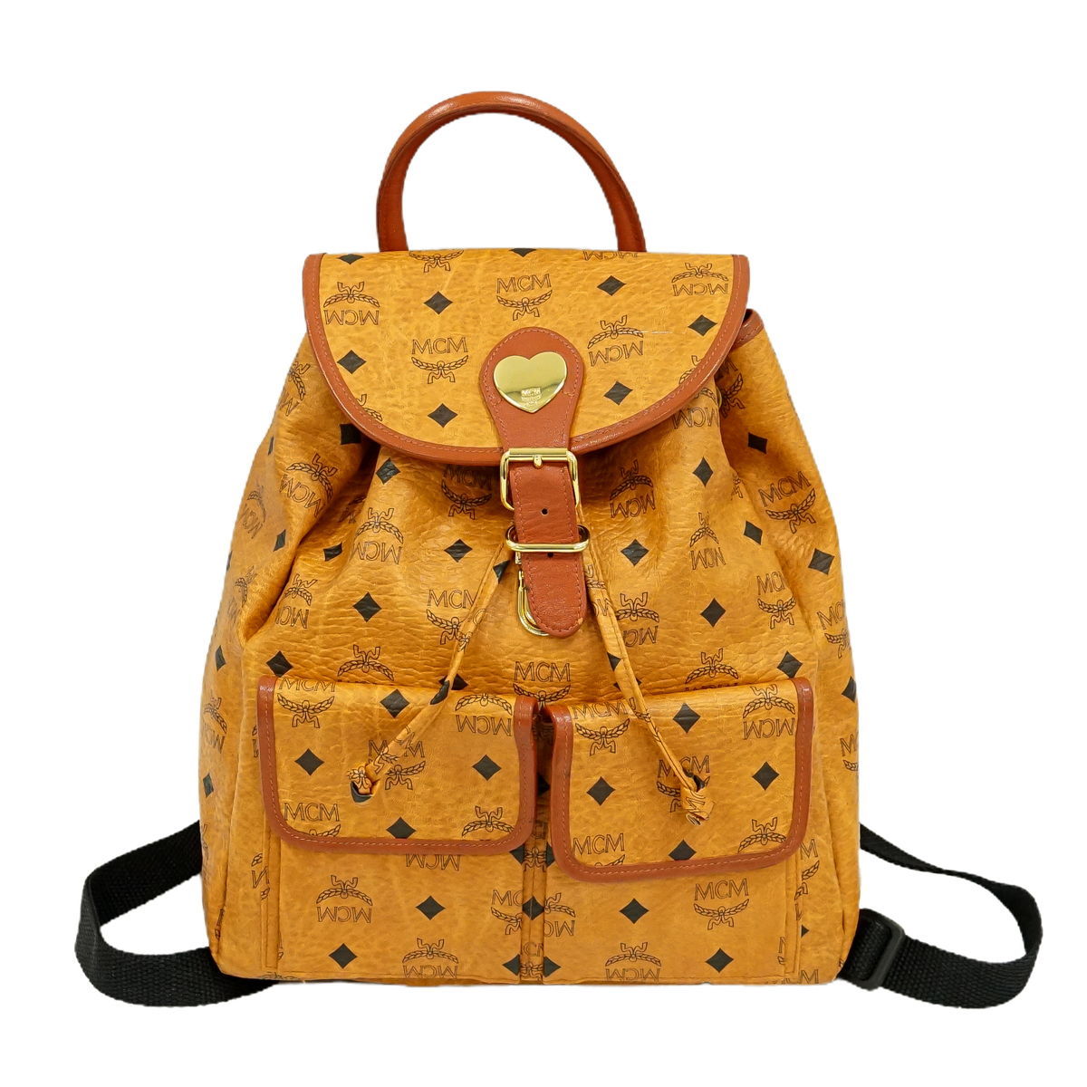  本物 エムシーエム MCM ロゴ ハートプレート リュックサック バックパック PVCレザー ブラウン(かばん、バッグ)｜売買されたオークション情報、yahooの商品情報をアーカイブ公開 - オークファ かばん、バッグ