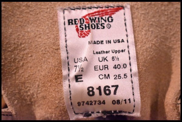 0 レッドウィング アイリッシュセッター REDWING スエード RED WING 25cm US7E ワーク アイリッシュ プレーン クラシックラウンド 日本特販 刺繍羽タグ 半円犬タグレッドウィング