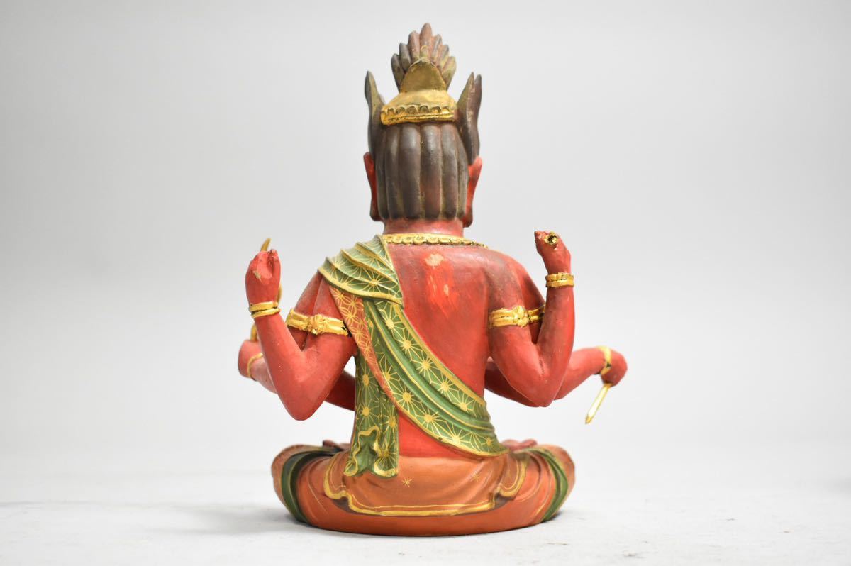 英】760 木彫彩色仏坐像 日本美術 仏教美術 木製 佛像 骨董品 美術品