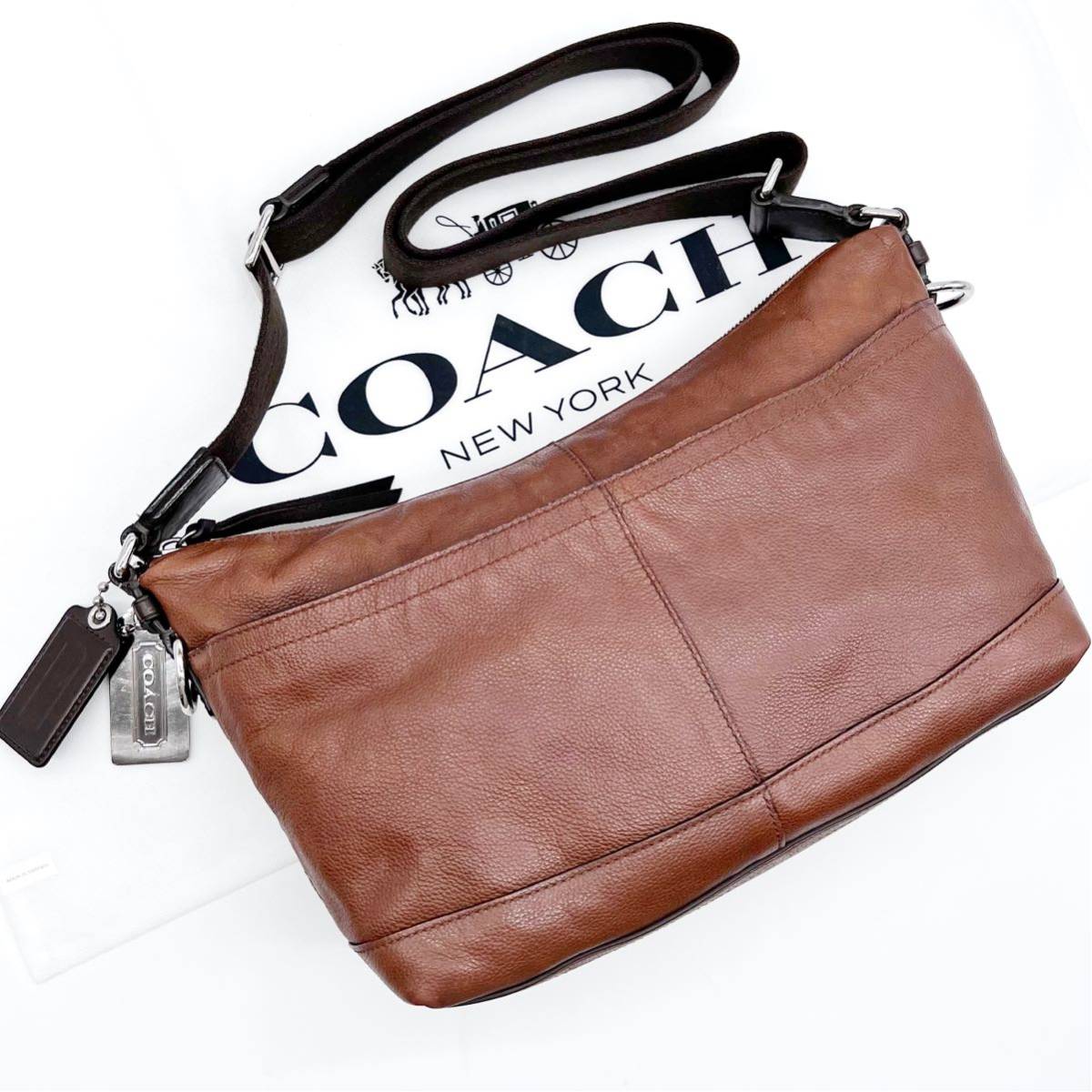 1円《美品》COACH コーチ トンプソン 牛革 上質レザー ショルダー 