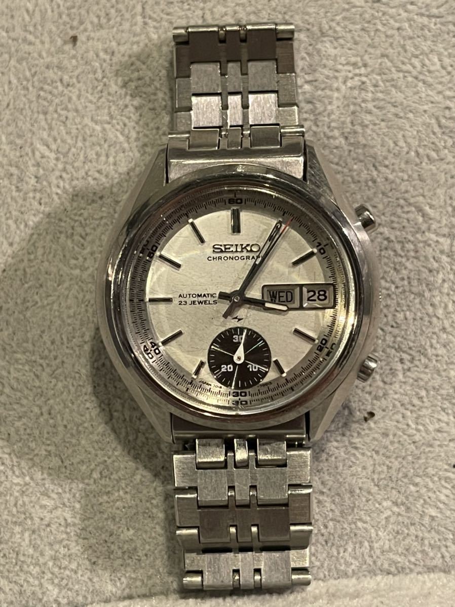 1円スタート 稼動 SEIKO セイコー クロノグラフ 自動巻き 23石 7018 