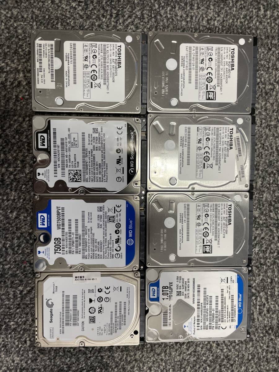 2.5 9.5mm HDD いろいろ 1.0TB 4枚 750GB 4枚 全てチェックソフトにて