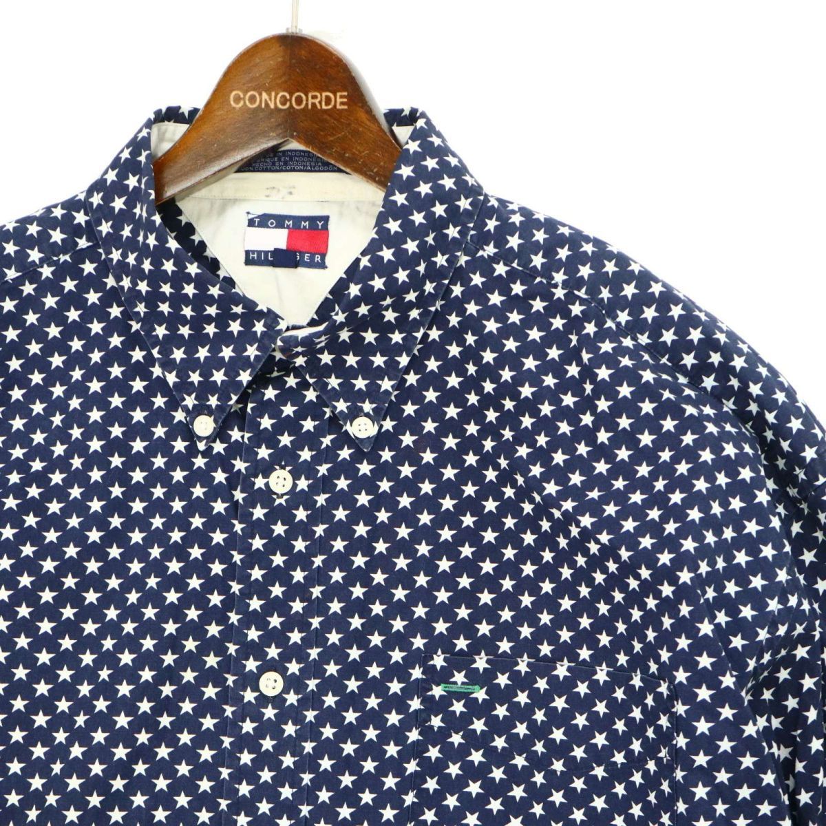 90s☆ビンテージ TOMMY HILFIGER トミーヒルフィガー 長袖 ロゴ刺繍 