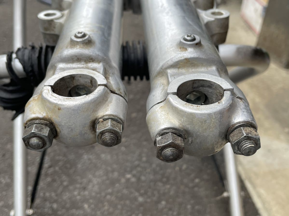 ★彡 マッハ ７５０ＳＳ・５００ＳＳ（Ｈ１Ｂ～Ｈ１Ｆ）用フロントフォーク純正中古 OH用 500SS H1 アウトスタンディングモーターサイクル｜マッハ 国内新規 フルノーマル｜SOLD H1B）フレアリングパイプの押し付けが