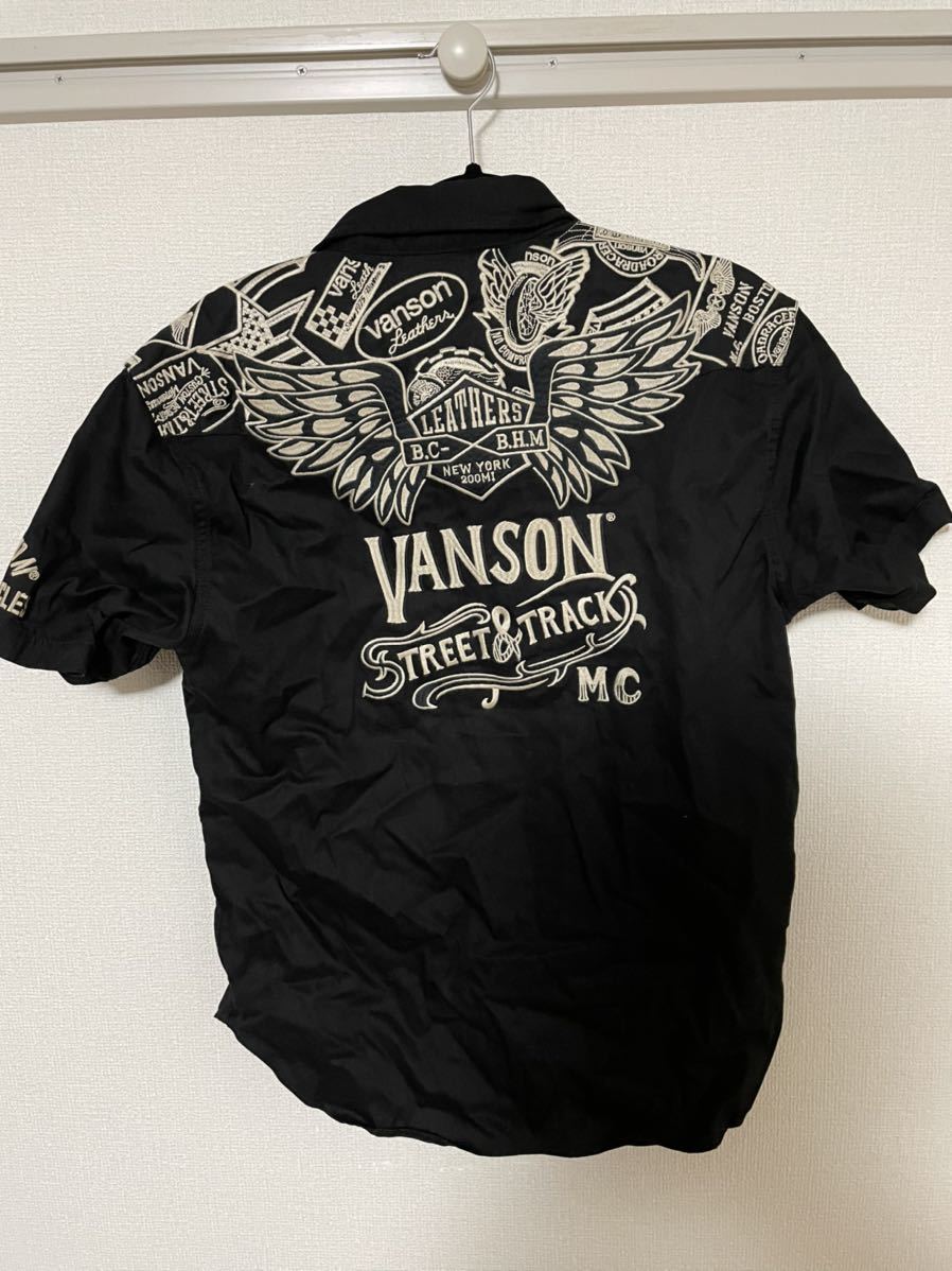定番人気，お得 VANSON LEATHERS バンソン 半袖 シャツ ワークシャツ ブラック Lサイズ 刺繍 羽(Lサイズ)｜売買されたオークション情報、yahooの商品情報をアーカイブ公開 - オークファン 半袖シャツ一般