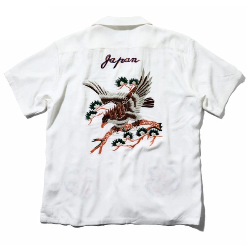 セール SALE 新品 HOUSTON ヒューストン スカシャツ スーベニアシャツ 刺繍 HAWK 鷹 ホワイト 白 XL LL