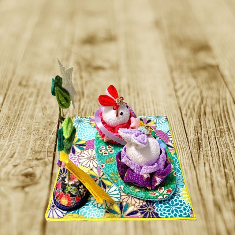 ハンドメイド】七夕飾り うさぎ 織姫彦星 笹飾り 星 ちりめん細工