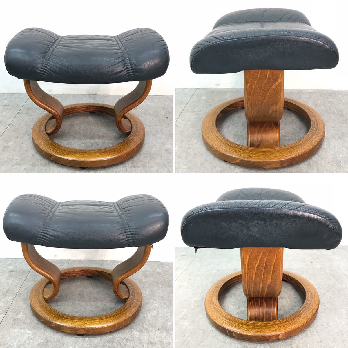 エコーネス・EKORNES】ストレスレス◇本革オットマン・スツール・黒