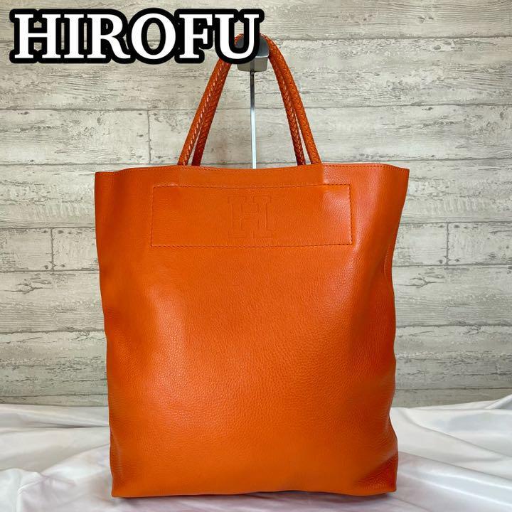 トートバッグ 美品 ヒロフ チェスタ トートバッグ Hロゴ 型押し シボ革