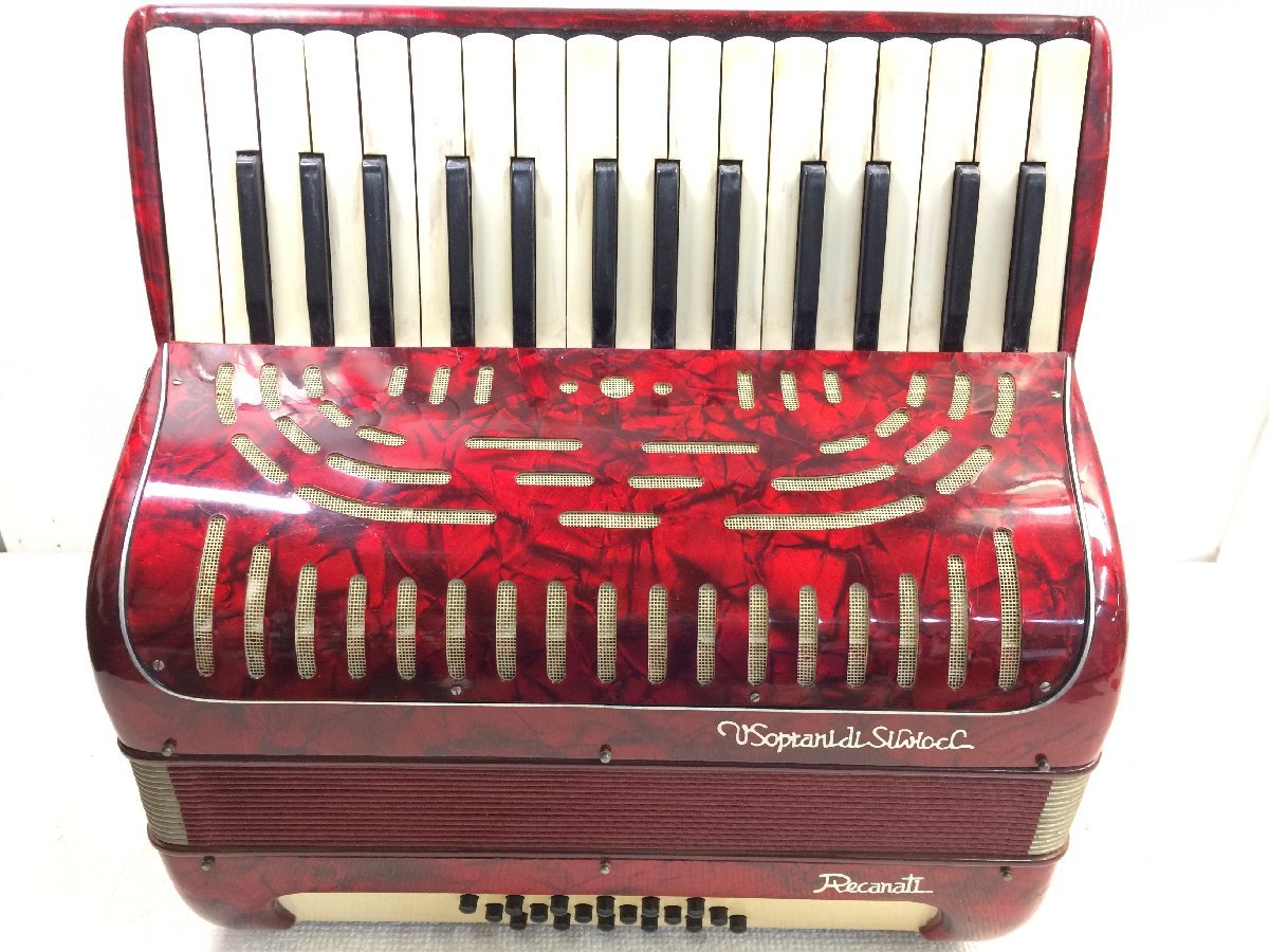 A113629 アコーディオン レッド メーカー不明 蛇腹 元ケース入り 楽器 