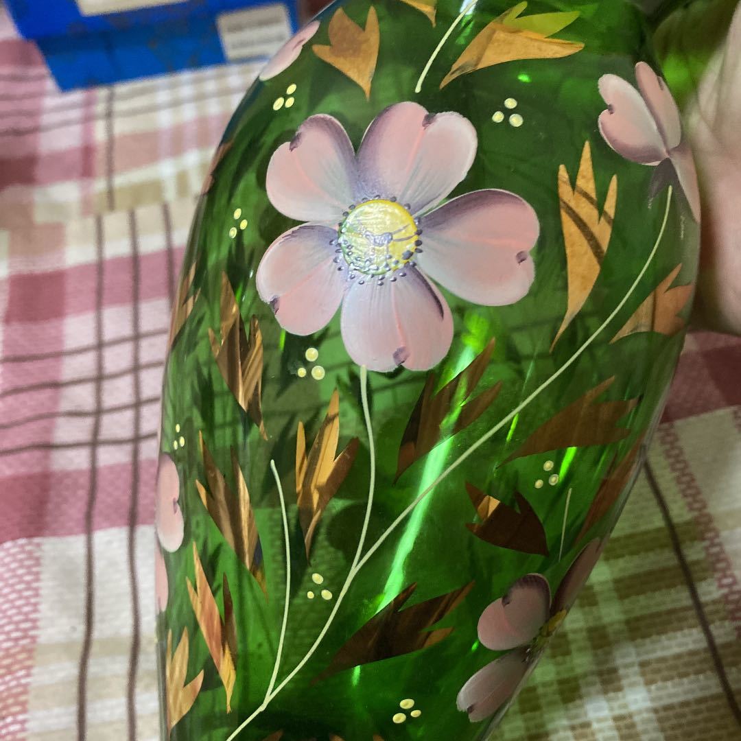 花瓶 金彩 フラワーベース ボヘミアガラス BOHEMIA 花器 大型 美品