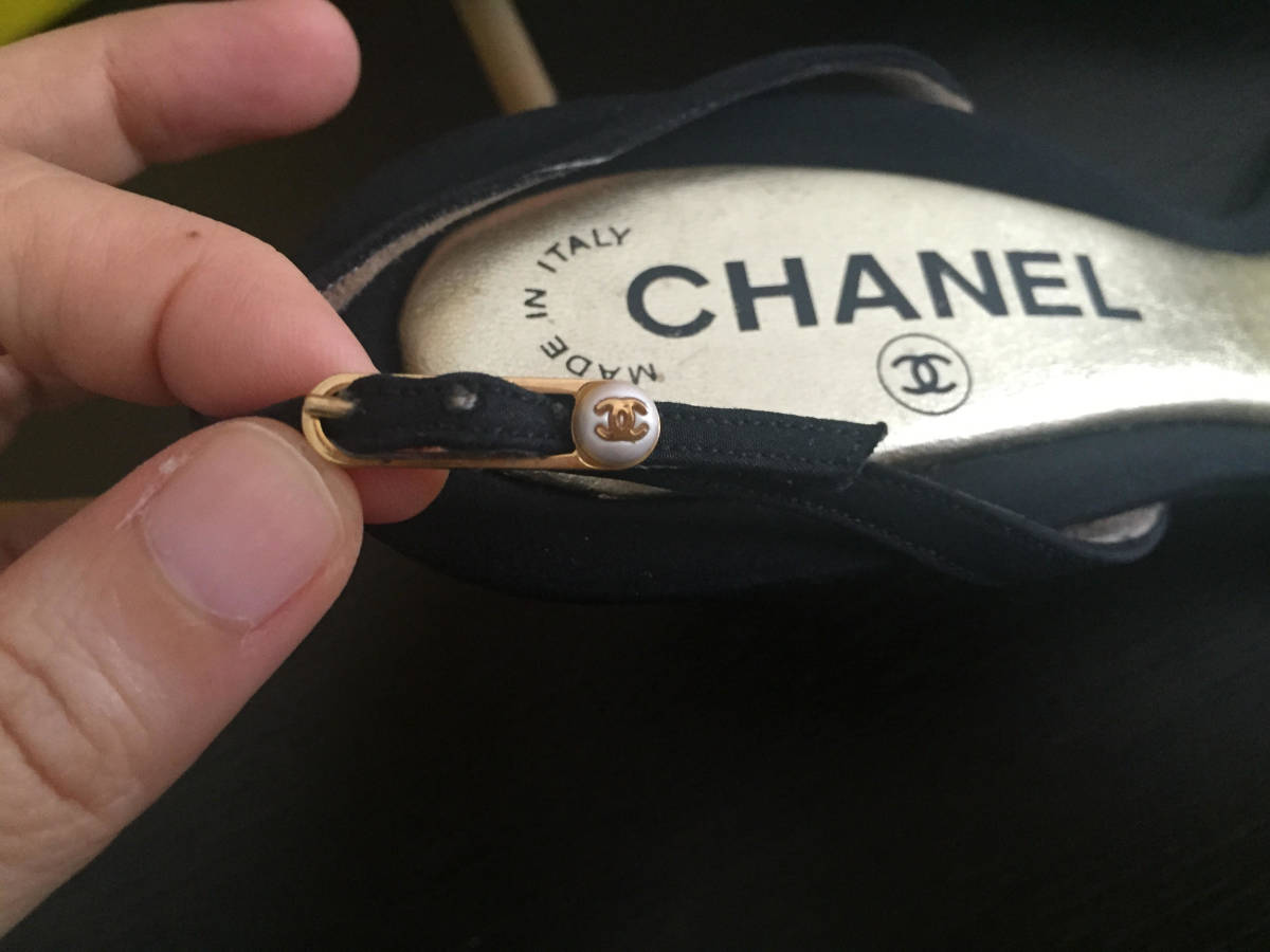 CHANEL サンダル 本物素敵 シャネル サイズ38 パール 中古 