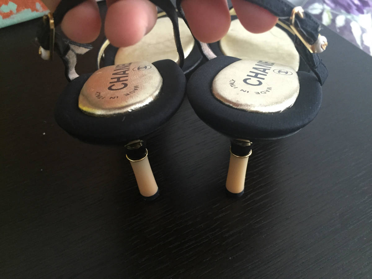 CHANEL サンダル 本物素敵 シャネル サイズ38 パール 中古 