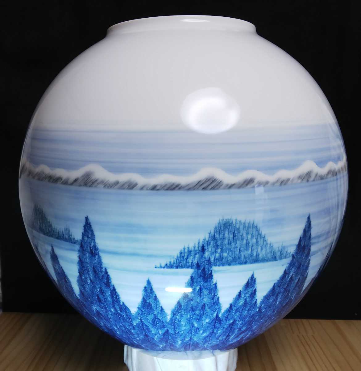 藤井朱明 飾り壺 花器 日展人気作家 花瓶 人間国宝 壺 朝日雪景色
