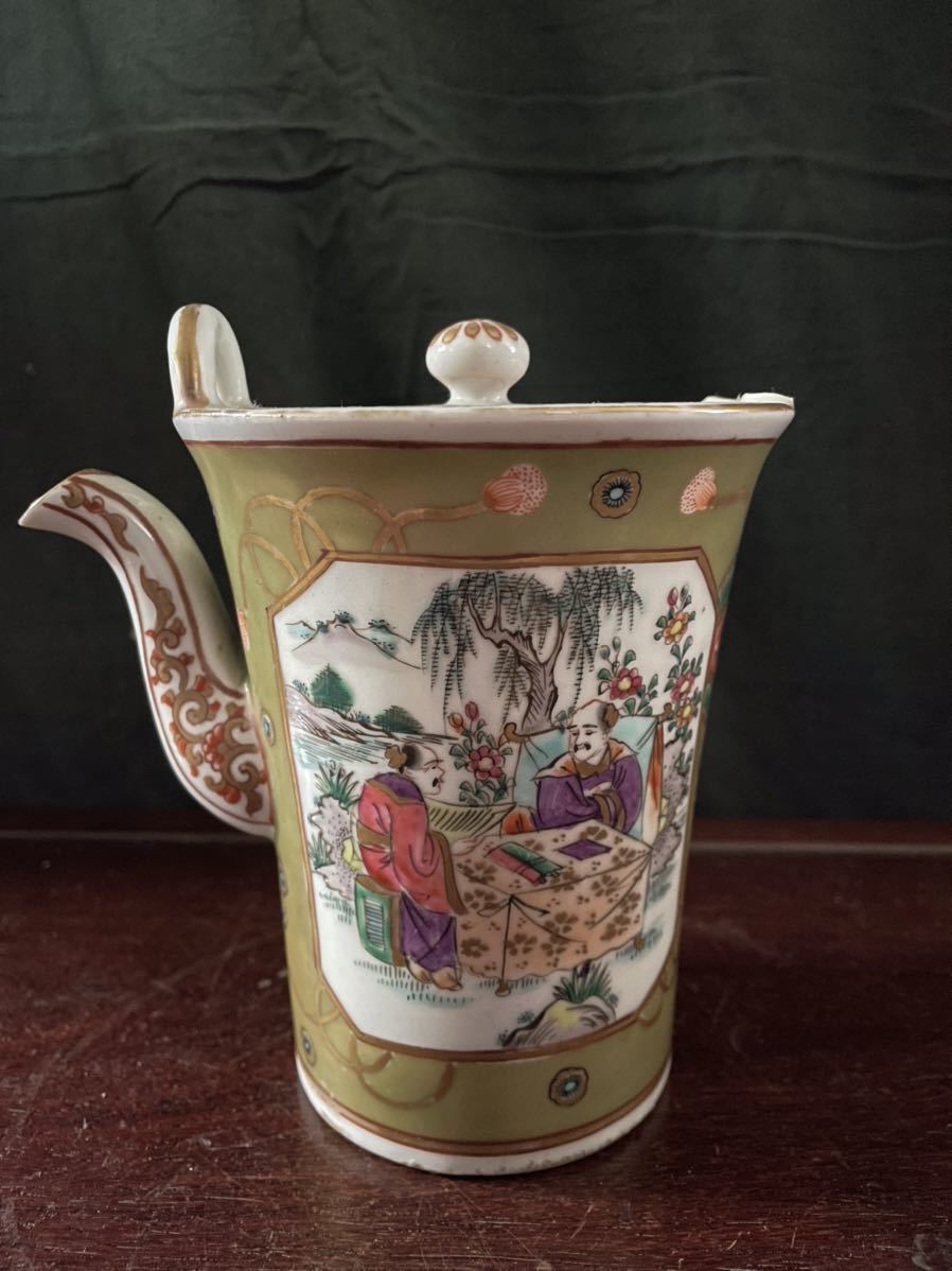 中国古美術 清時代 色絵粉彩磁器赤絵茶碗茶道具鉢 時代物 唐物 置物