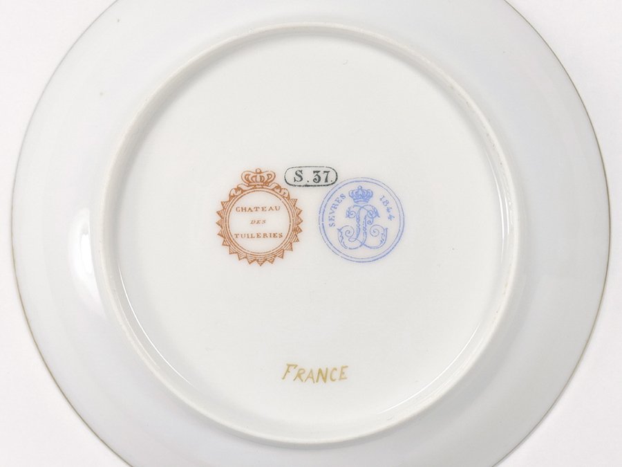 ∇花∇19世紀フランス【オールドセーブル】 1837年トルコブルー色絵