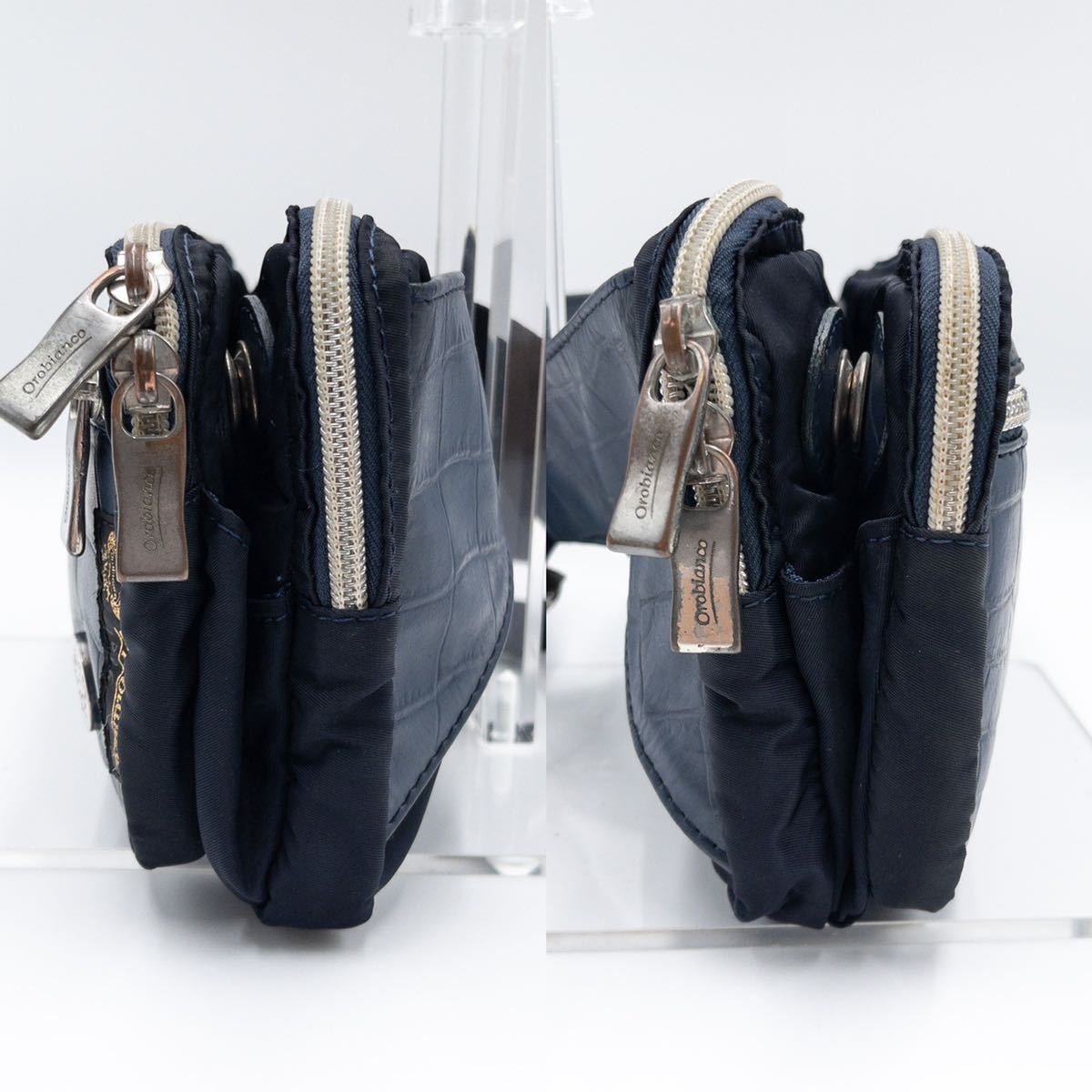 オロビアンコ ショルダーバッグ ボディクロス クロコ型押し レザー