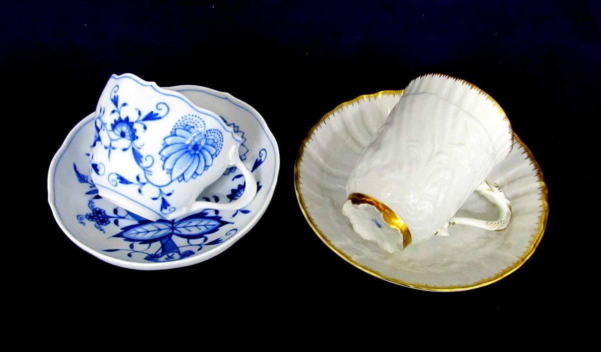 1000円スタート 食器 3点 Meissen マイセン ブルーオニオン ティー 