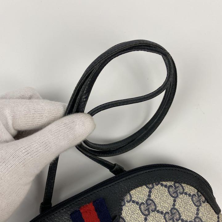 美品■GUCCI グッチ ショルダーバッグ シェリーライン GG柄 インターロッキング ネイビー 紺 PVCレザー ポシェット ミニバッグ オールド GUCCI グッチ シェリーライン 美品GUCCI (グッチ ラクマ
