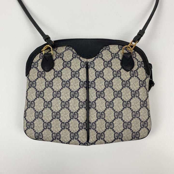 美品■GUCCI グッチ ショルダーバッグ シェリーライン GG柄 インターロッキング ネイビー 紺 PVCレザー ポシェット ミニバッグ オールド GUCCI グッチ シェリーライン 美品GUCCI (グッチ ラクマ