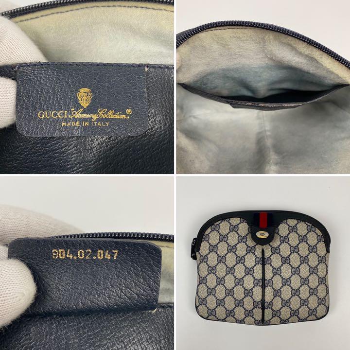 美品■GUCCI グッチ ショルダーバッグ シェリーライン GG柄 インターロッキング ネイビー 紺 PVCレザー ポシェット ミニバッグ オールド GUCCI グッチ シェリーライン 美品GUCCI (グッチ ラクマ