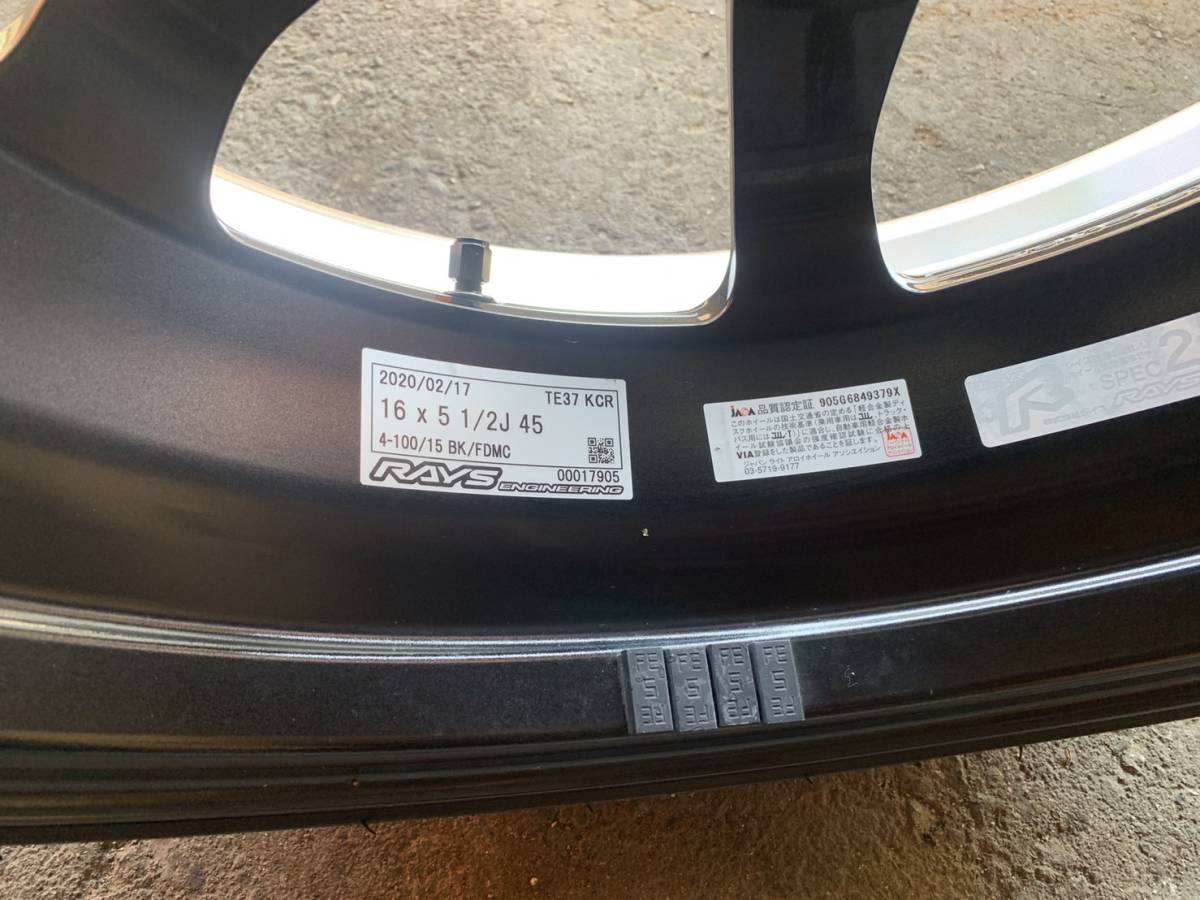 □RAYS VOLKRACING TE37KCR ブラック 5.5J+45 4H PCD100 GOODYEAR 
