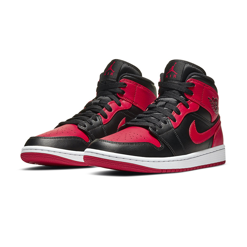 美品 □ NIKE AIR JORDAN 1 MID BRED ジョーダン1 ミッド スニーカー 