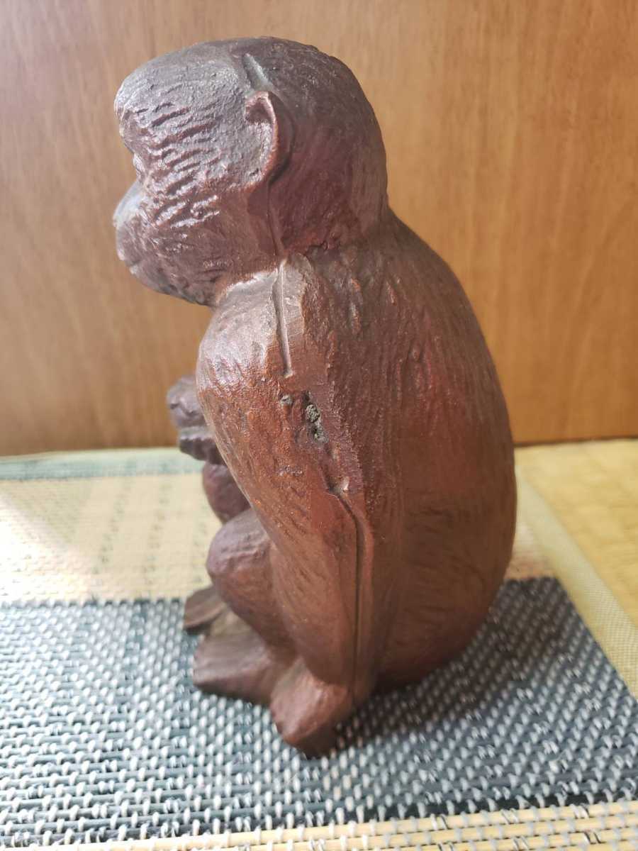 置物 猿 金属製 ブロンズ？ 年代物_2