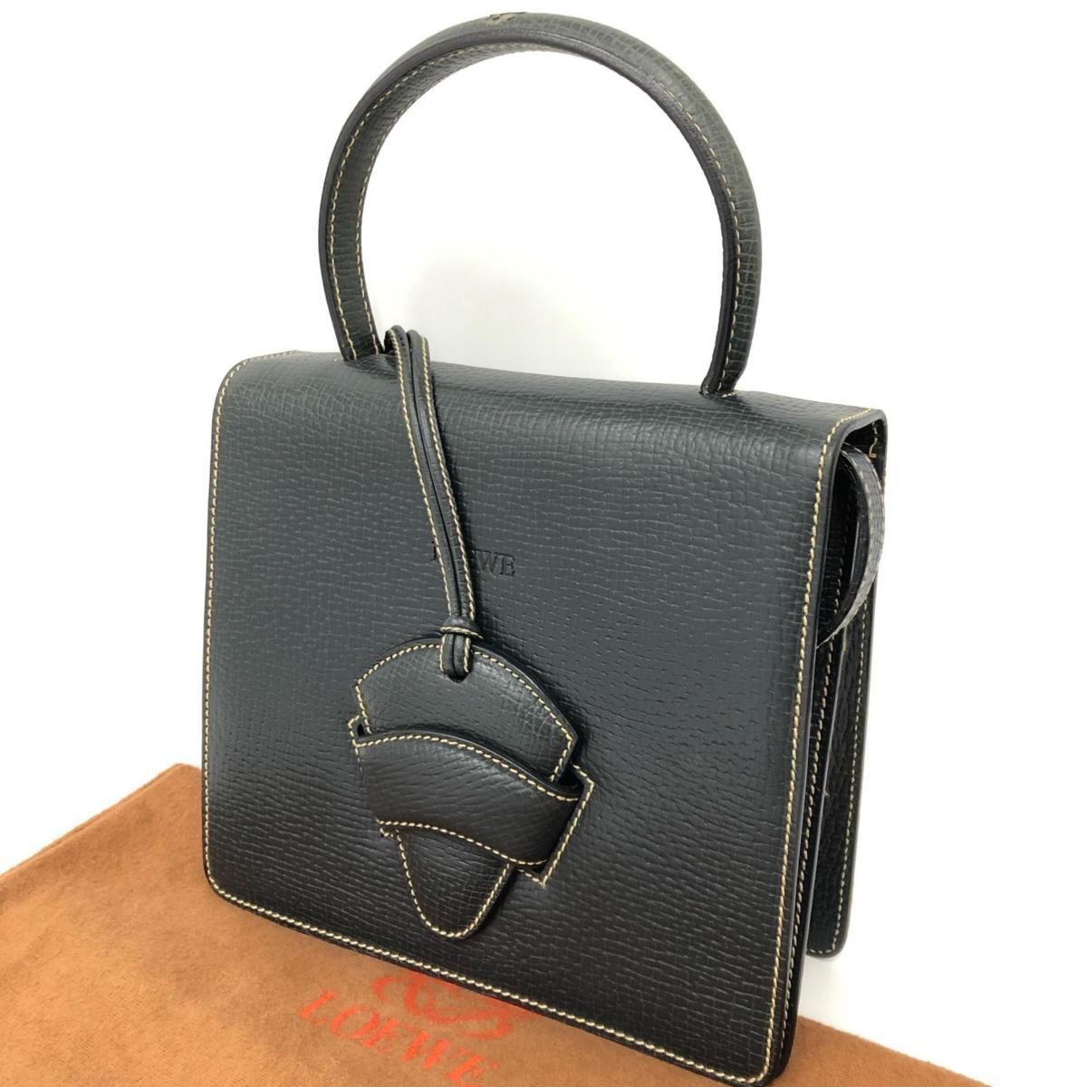 1円 LOEWE ロエベ バルセロナ ハンドバッグ 2WAY ダークネイビー系 