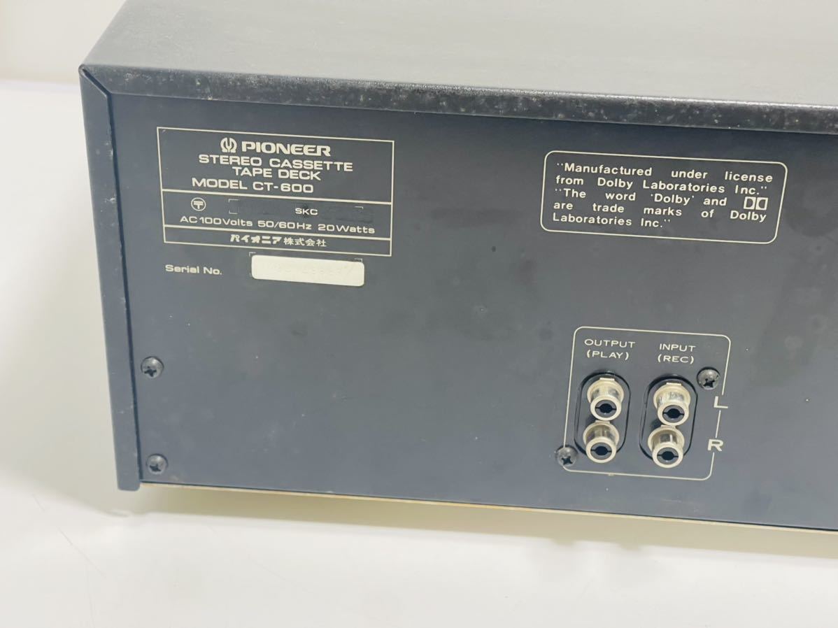 【美品・動作品】 Pioneer CT-600 カセットデッキ 再生、録音OK PIONEER パイオニア ステレオカセットテープデッキ CT-600 再生・録音