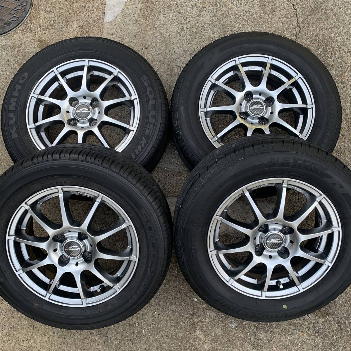 | オールシーズンタイヤ SCHNEIDER KUMHO（クムホ） 4本セット シュナイダー 新品国産車用 6J5HPCD114.3+52 4本 15インチ 社外ホイール 4穴100車 Kumho シュナイダー（扁平率（%）60）（スタッドレスタイヤ ブリヂストン 95M