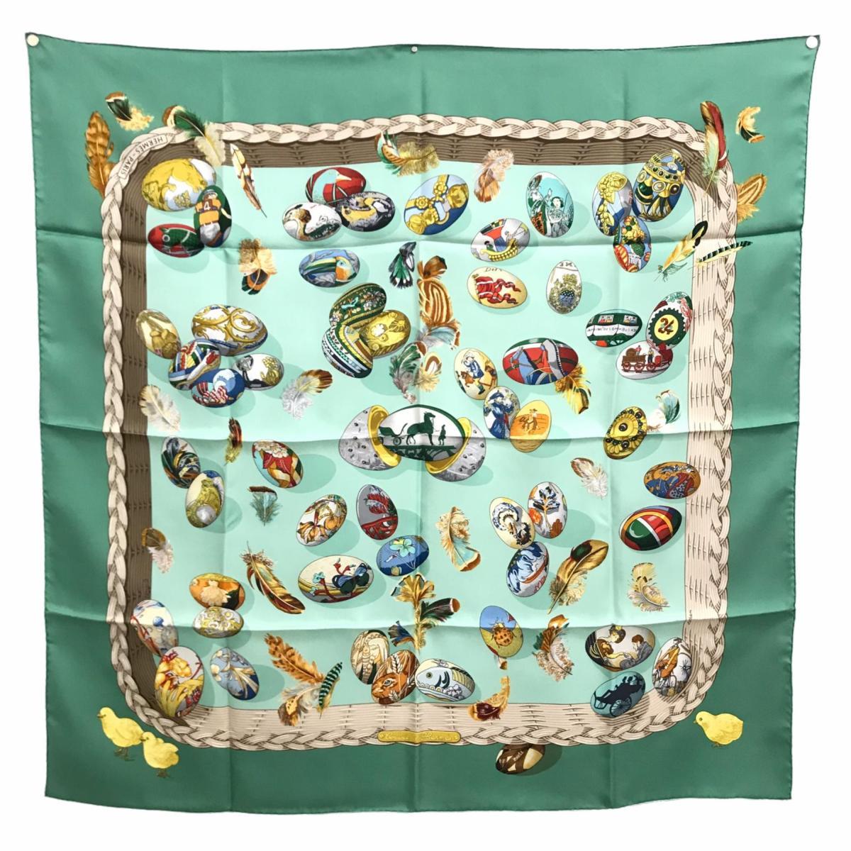 〇HERMES エルメス 美品 カレ90 イースターエッグ シルク100