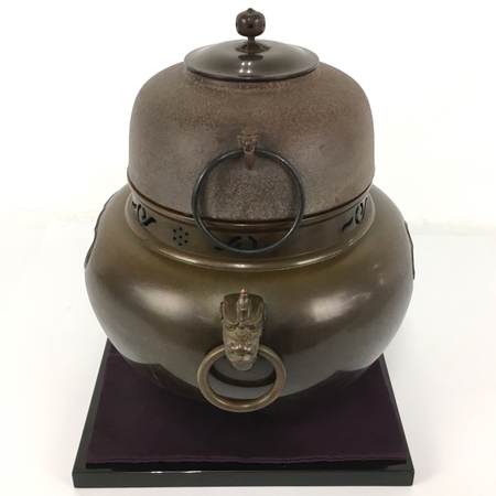 金谷浄雲 高橋敬典 | 唐銅鬼面風炉 風炉師 茶道具 南鐐撮霰平丸釜添