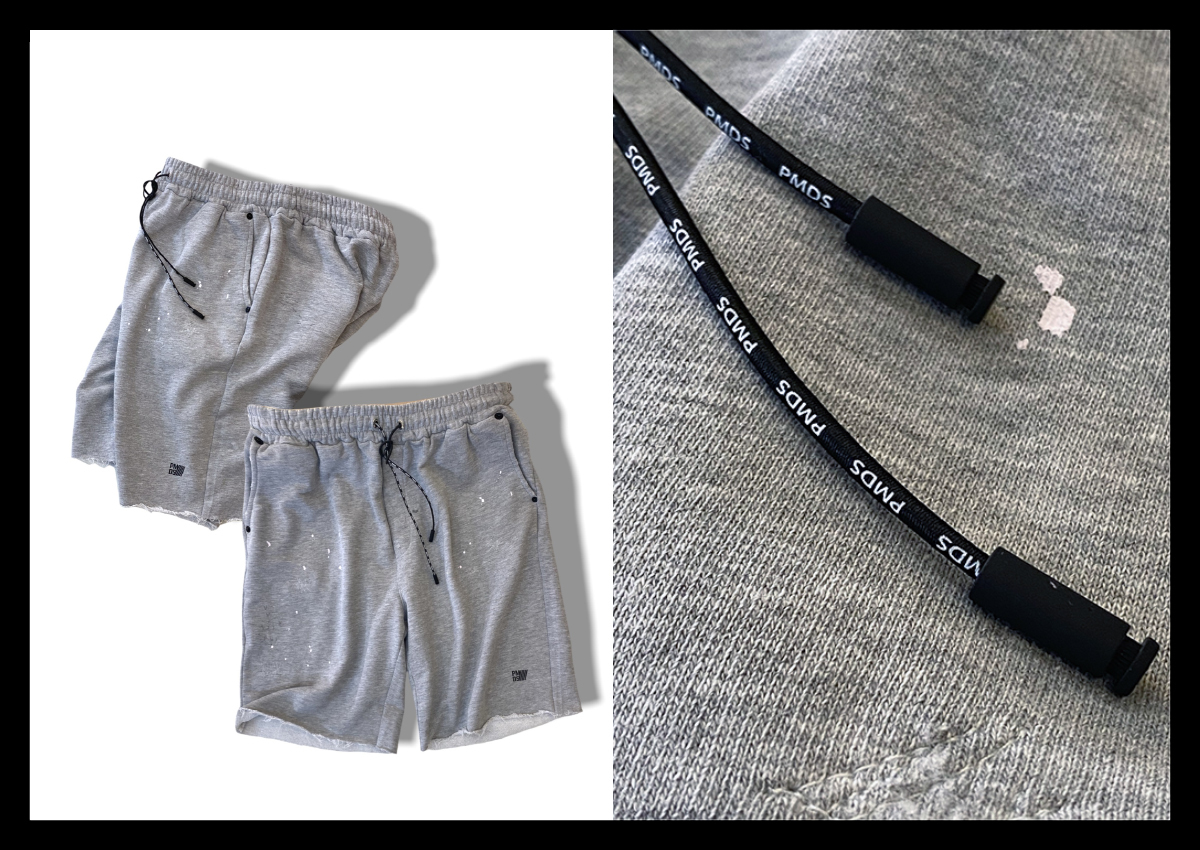 定価2.6万 PMDS PREMIUM MOOD DENIM SUPERIOR ピーエムディーエス 職人拘りの リペア加工 スウェットショーツ ショートパンツ イタリア製