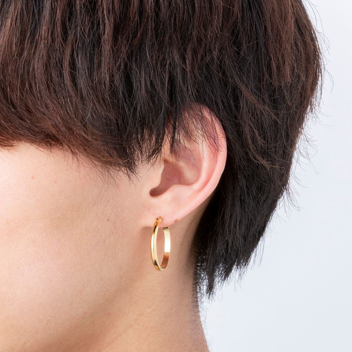 ポストのみ18金】 日本製 フープピアス 3mm×25mm メンズ レディース 