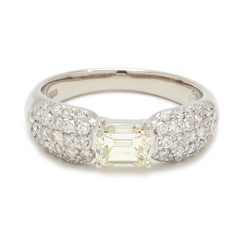 イエローダイヤモンドリング #11.5 約11.5号 Pt900・ダイヤ0.706/0.53ct プラチナ 指輪 美品