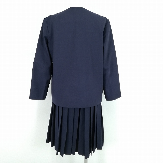 1円 イートン スカート 上下2点セット 大きいサイズ 冬物 長袖 女子 学生服 中学 高校 紺 制服 中古 ランクC EY0306_2