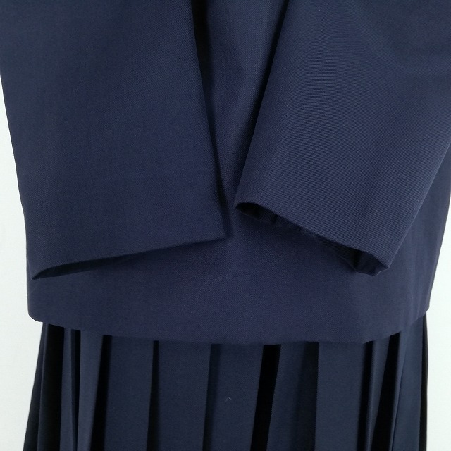 1円 イートン スカート 上下2点セット 大きいサイズ 冬物 長袖 女子 学生服 中学 高校 紺 制服 中古 ランクC EY0306_3