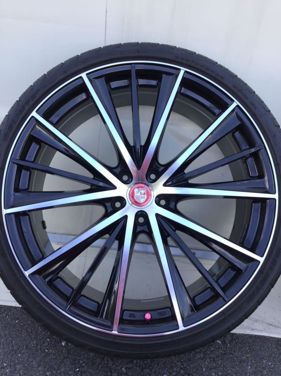 22インチ大口径 社外アルミホイールセット 22×8.5J+35 114.3-5H DELINTE 265/30ZR22 97W 中古品4本