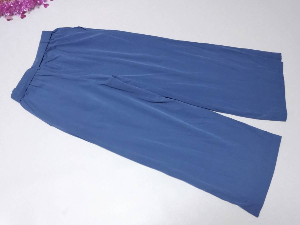 COMME CA ISM】ブルーリボンワイドパンツ7号☆コムサイズム☆新品同様  