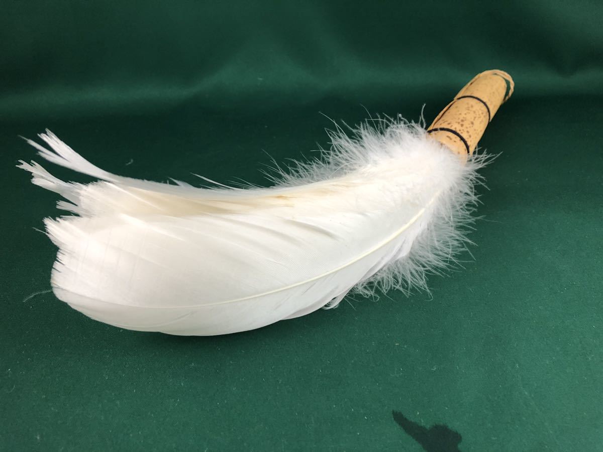 美術品・アンティーク・コレクション 羽箒 羽根 ほうき 白鳥 茶道具 紙箱