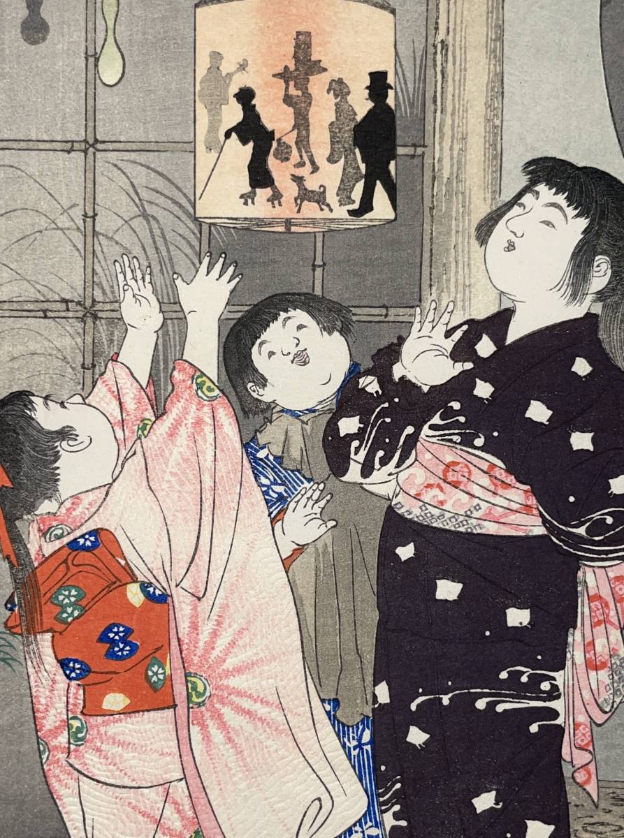 美術品・アンティーク・コレクション 【真作】浮世絵 女性と子供