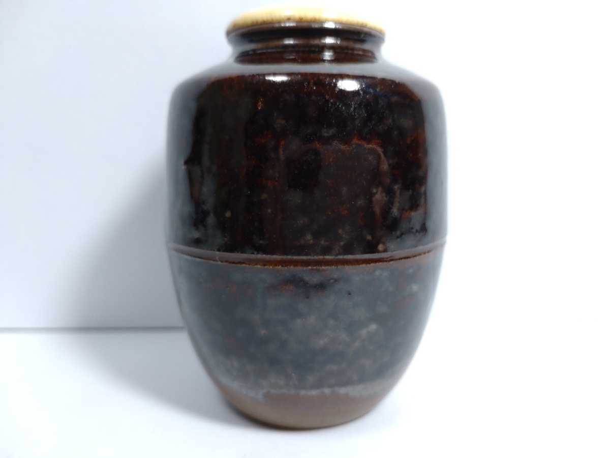 20『真作 共箱/小堀遠州七窯 高取焼 清水茂生/仕覆付 肩衝茶入/高さ7.5